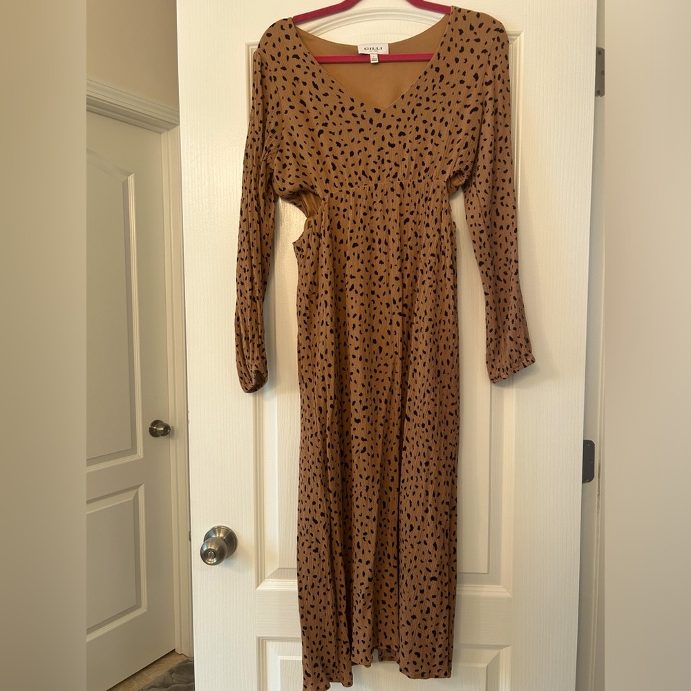 Maternity animal print dress with side cutouts